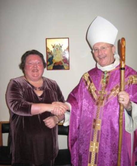 Hazel and the Bishop at her vow
